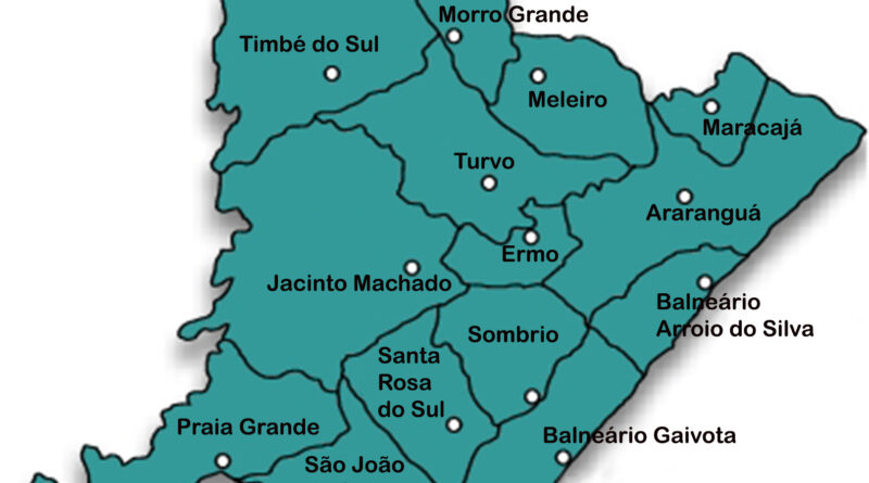 Mapa - Região de Saúde do Extremo Sul Catarinense